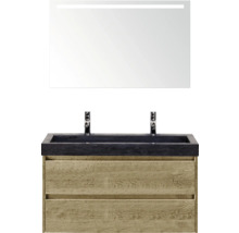 Wastafelcombinatie met wastafel, onderkast en spiegel met verlichting