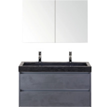 Wastafelmeubel met dubbele wastafel, onderkast en spiegelkast