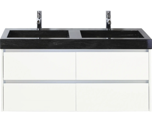 Wastafelonderkast met twee wastafels en vier laden