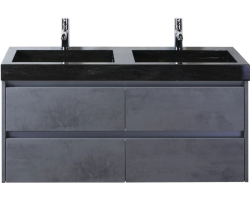 Wastafelonderkast met twee wastafels en vier lades