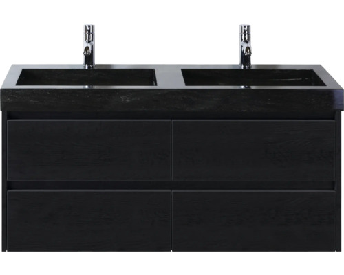 Wastafelonderkast met twee wastafels en vier lades