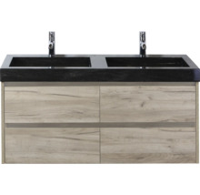 Wastafelonderkast met dubbele wastafel en vier lades