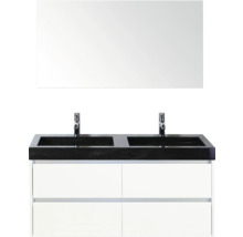 Wastafelmeubel met dubbele wastafel, spiegel en onderkast