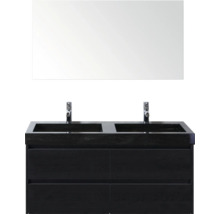 Wastafelmeubel met twee wastafels, onderkast en spiegel