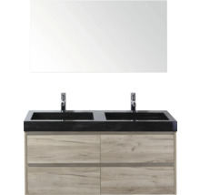 Dubbele wastafel met spiegel en onderkast voor de badkamer