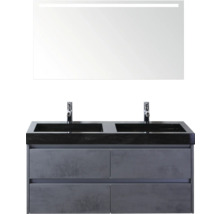 Dubbele wastafel met onderkast en verlichte spiegel voor de badkamer