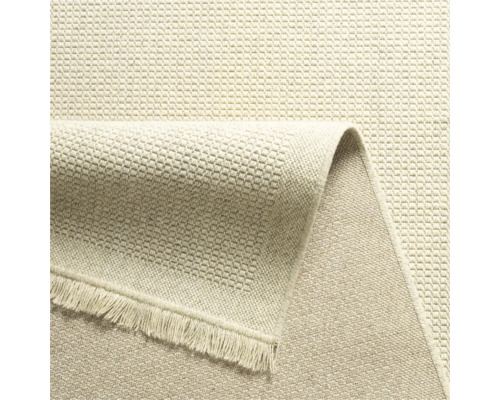 Beige vloerkleed met franjes
