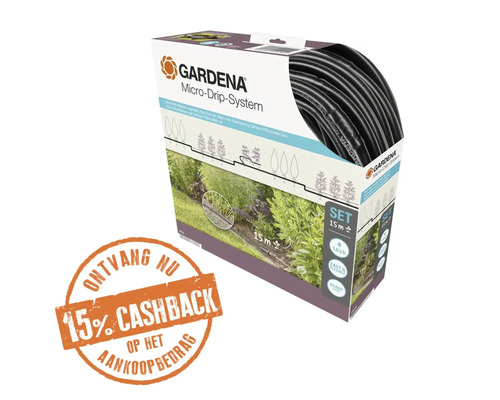 GARDENA Micro Drip System start set S 15 m **CASHBACK ACTIE GARDENA** GARDENA Micro Drip System start set S 15 m **CASHBACK ACTIE GARDENA**
