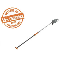 Telescopische boomschaar met 15 procent cashback actie op het aankoopbedrag.