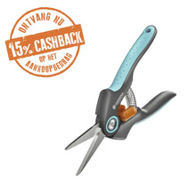 Gardena FreshCut oogstschaar met roestvrijstalen messen, ergonomische handgrepen en 15 procent cashback actie op het aankoopbedrag.