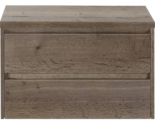 SANOX Badkamermeubelset voor waskom Dante tabacco 80 cm met twee lades incl. bovenblad tabacco Wastafelonderkast van hout met twee laden