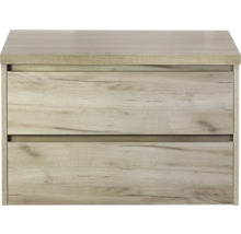 Wastafelonderkast met twee lades in houtlook