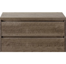 Wastafelonderkast met twee laden in houtlook