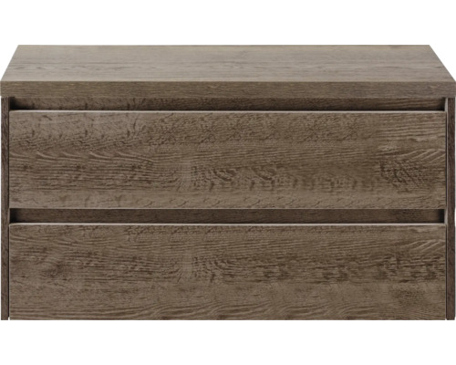 SANOX Badkamermeubelset voor waskom Dante tabacco 100 cm met twee lades incl. bovenblad tabacco Wastafelonderkast met twee laden in houtlook