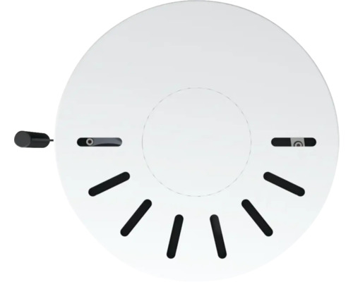 Ronde rookmelder met testknop en ventilatiesleuven