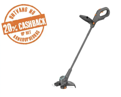 Grastrimmer met 20 procent cashback actie.
