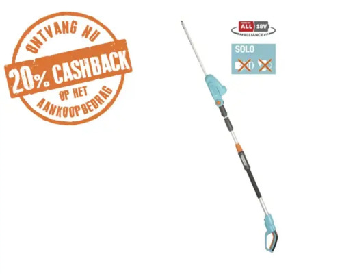 Gardena accu telescopische heggenschaar, zonder accu en lader, 18 Volt Power for ALL Alliance, 20 procent cashback actie.