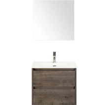 Wastafel met spiegel en onderkast in badkamer