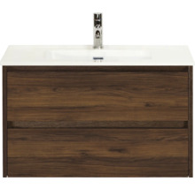 Wastafelonderkast met twee lades, wastafel en kraan