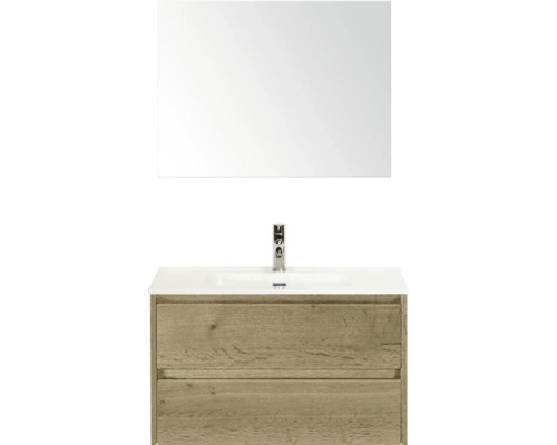 Wastafelmeubel met spiegel en onderkast met twee laden