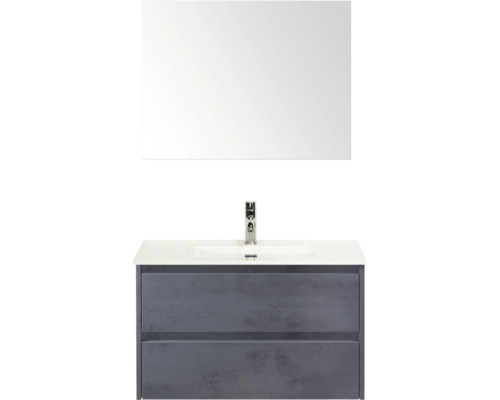 Wastafel met onderkast en spiegel voor de badkamer