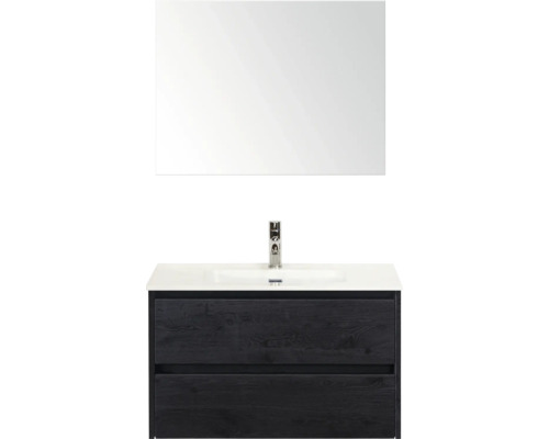 Wastafelcombinatie met wastafel en spiegel voor de badkamer