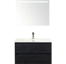 Wastafelmeubel met onderkast, wastafel en spiegel met verlichting