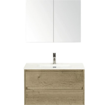 Wastafelcombinatie met spiegelkast en twee laden