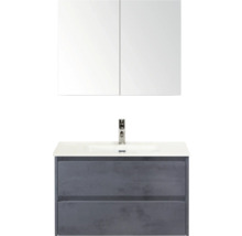 Wastafelonderkast met wastafel en spiegelkast voor de badkamer.