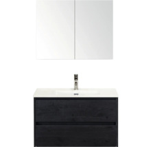 Badkamermeubelset met wastafel, onderkast met twee laden en spiegelkast