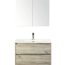 Wastafelonderkast met spiegel en twee laden