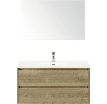 Wastafelcombinatie met spiegel, wastafel en twee lades