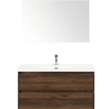 Wastafelcombinatie met spiegel, kraan en onderkast met lades