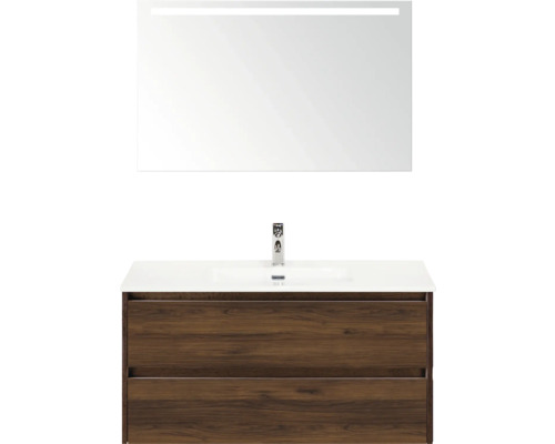 Wastafelcombinatie met onderkast, wastafel en spiegel voor de badkamer