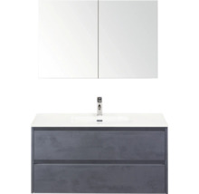 Wastafelmeubel met wastafel, kraan en spiegelkast