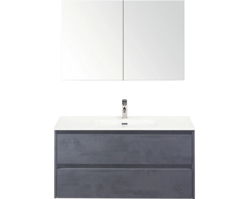 Wastafelmeubel met wastafel, kraan en spiegelkast