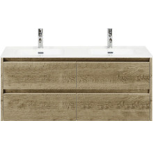 Wastafelonderkast met vier laden en twee wastafels