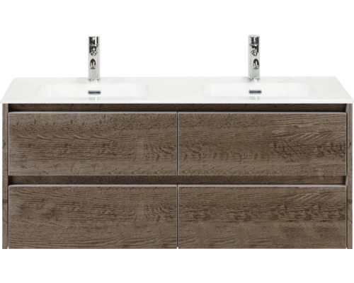 Wastafelmeubel met twee wastafels en vier lades