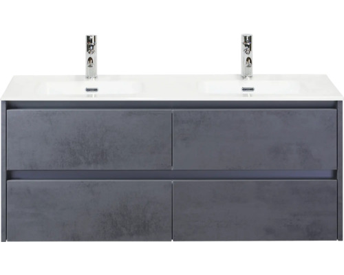 Onderkast voor wastafel met vier lades en twee wasbakken