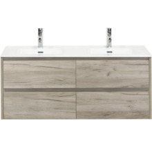 Wastafelonderkast met vier lades en twee wastafels