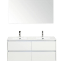 Badkamermeubelset met dubbele wastafel, onderkast en spiegel