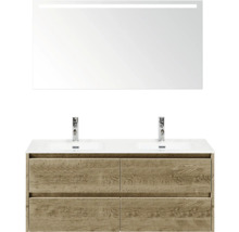 Badkamer wastafelmeubel met spiegel en houtlook