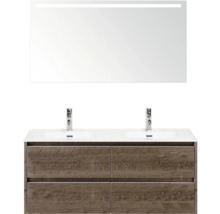 Badkamermeubelset met wastafel, twee waskommen en verlichte spiegel