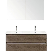 Wastafelmeubel met twee wastafels, onderkast en spiegelkast