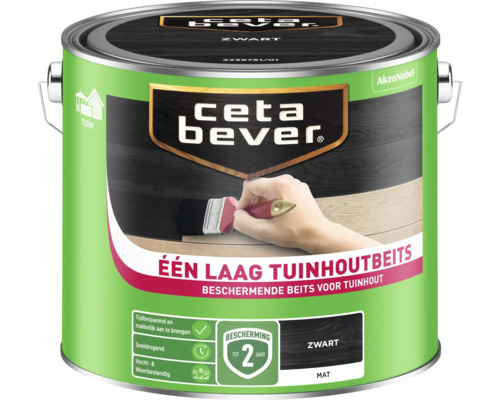 CETABEVER Één laag tuinhoutbeits zwart mat 2,5 l CetaBever Tuinhoutbeits blik, geschikt voor tuinhout