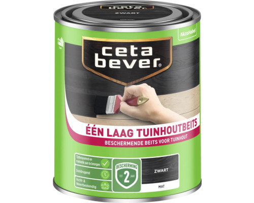 CETABEVER Één laag tuinhoutbeits zwart mat 750 ml Ceta Bever tuinhoutbeits zwart, matte houtbeits voor buiten