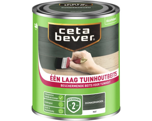 CETABEVER Één laag tuinhoutbeits donkergroen mat 750 ml Ceta Bever Tuinhoutbeits blik Donkergroen, geschikt voor tuinhout
