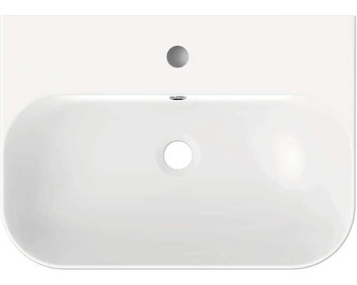 Bovenaanzicht van een keramische wastafel