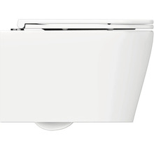 Detailaanzicht van een wandhangend toilet met toiletdeksel