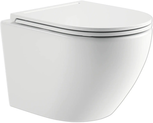 JUNGBORN Hangend toilet rimless FOUR glans wit incl. softclose wc-bril met quick-release Wandcloset met diepspoeling en toiletzitting